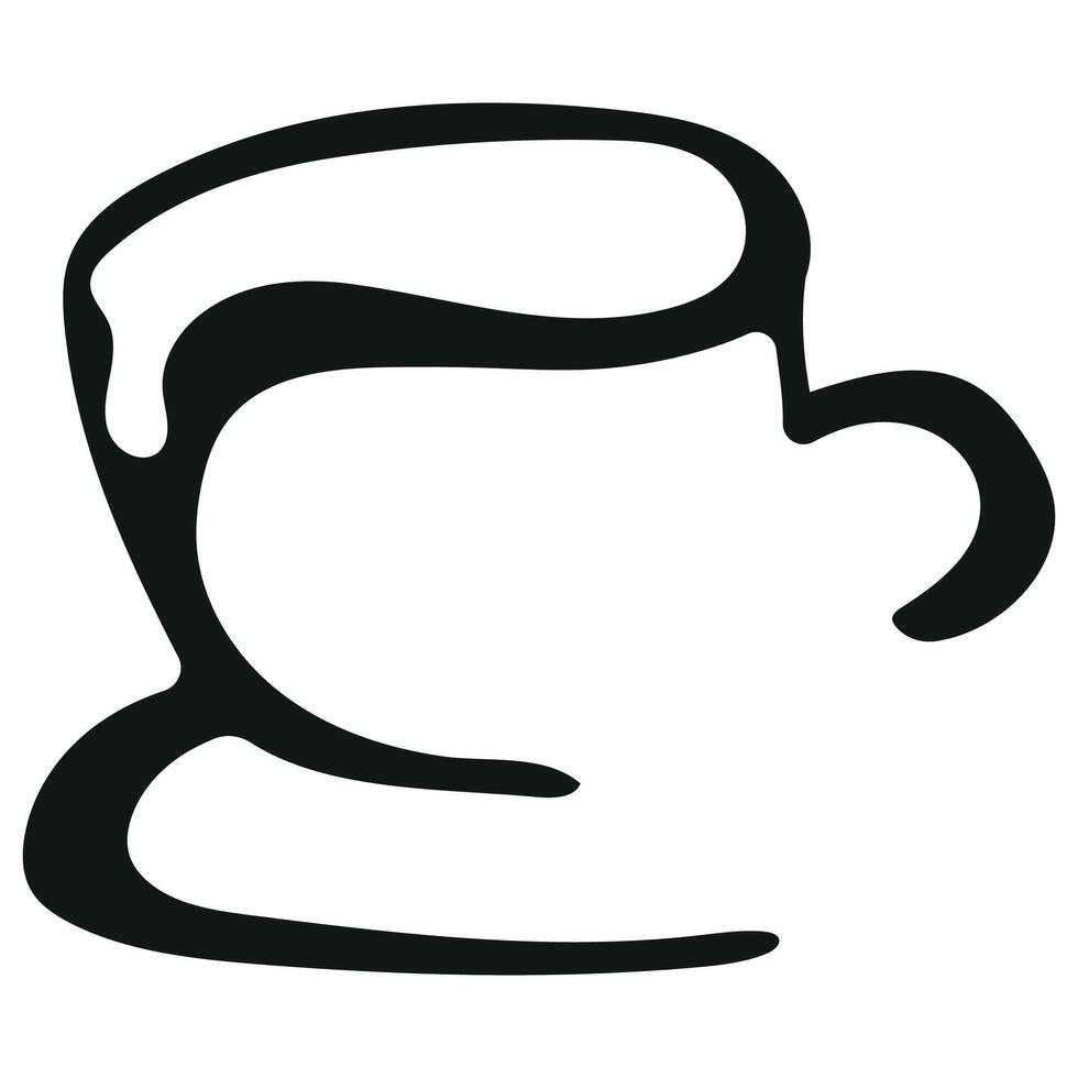 logo print of a cup with a saucer for a variety of drinks drawn in an original outline vector