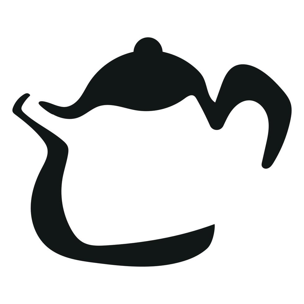 print black and white logo of a round teapot for brewing coffee or tea drawn with an original contour, for various designs vector