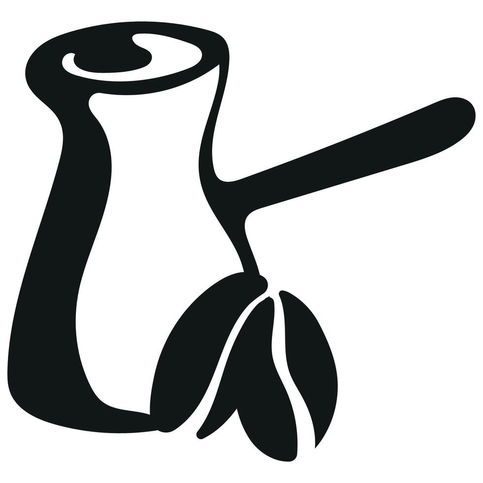 logo of a Turk with coffee and coffee beans next to it are drawn with an original and unusual outline vector