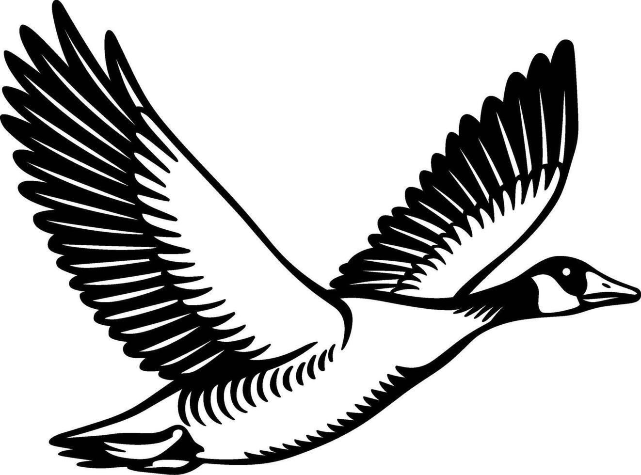 Flying Goose Silhouette in Motion vector