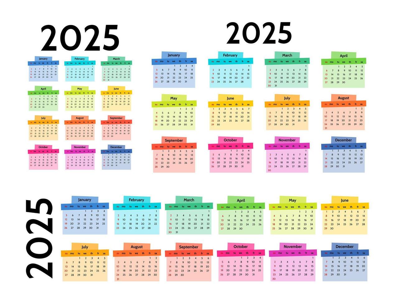 Calendar for 2025 isolated on a white background vector