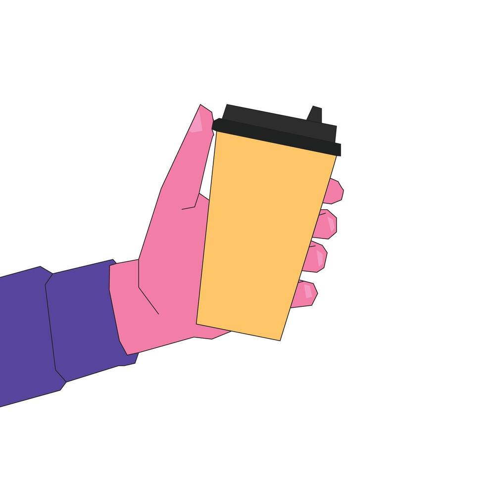 Illustration hand hold a paper cup unique design vector