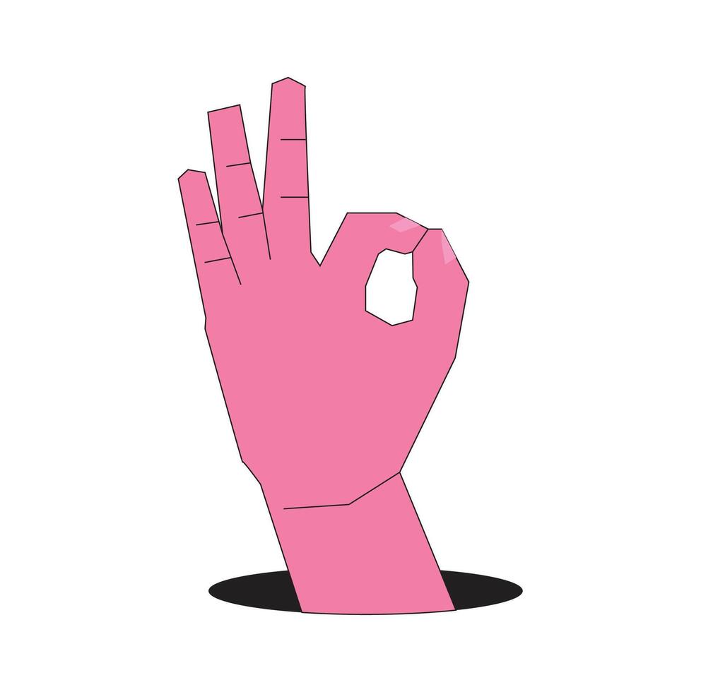 Illustration hand gesture OK unique design retro vector