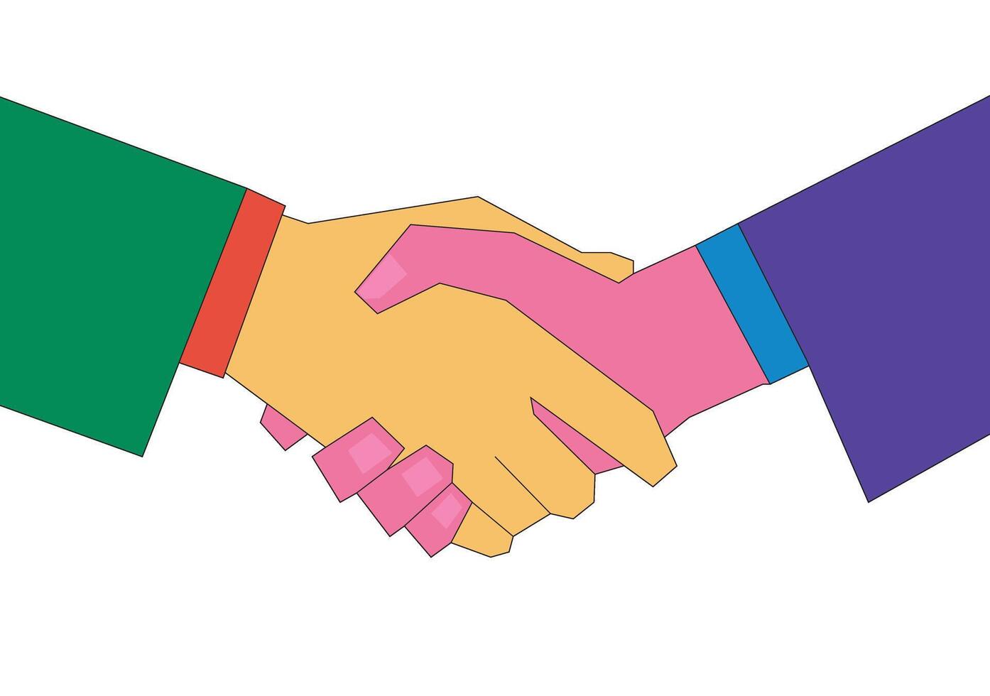Illustration hand shaking retro unique design with blank background vector