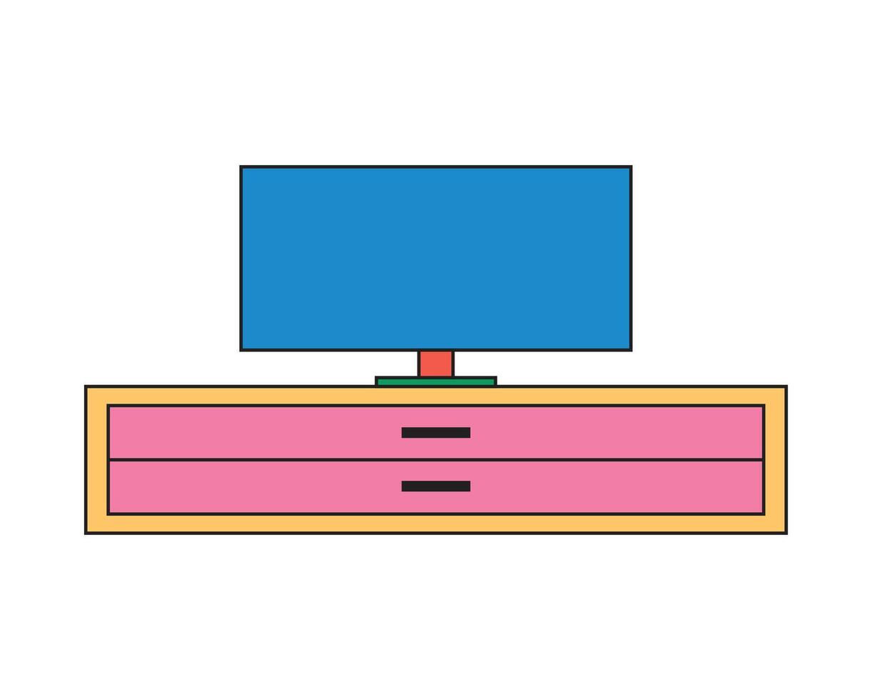 Illustration television desk retro unique design vector