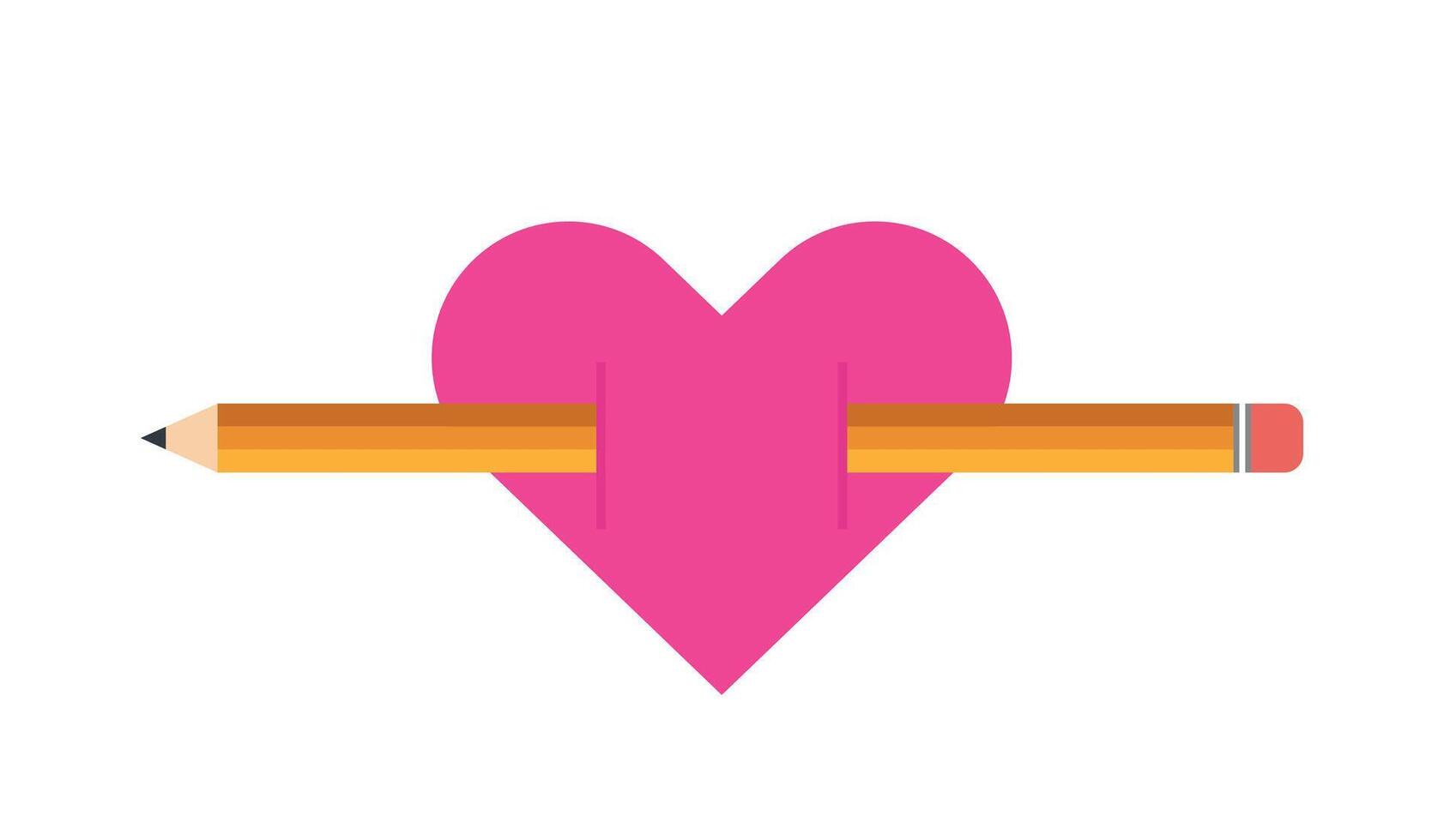 Illustration pencil through love unique design with blank background vector