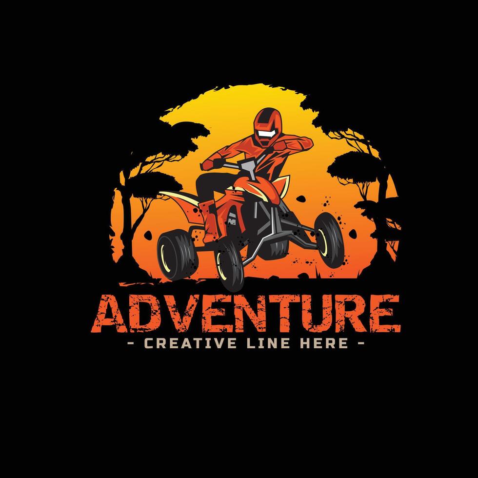 atv adventure on the dark forest vector