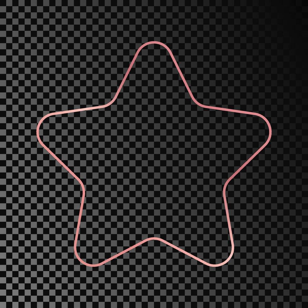 Rose gold glowing rounded star shape frame vector