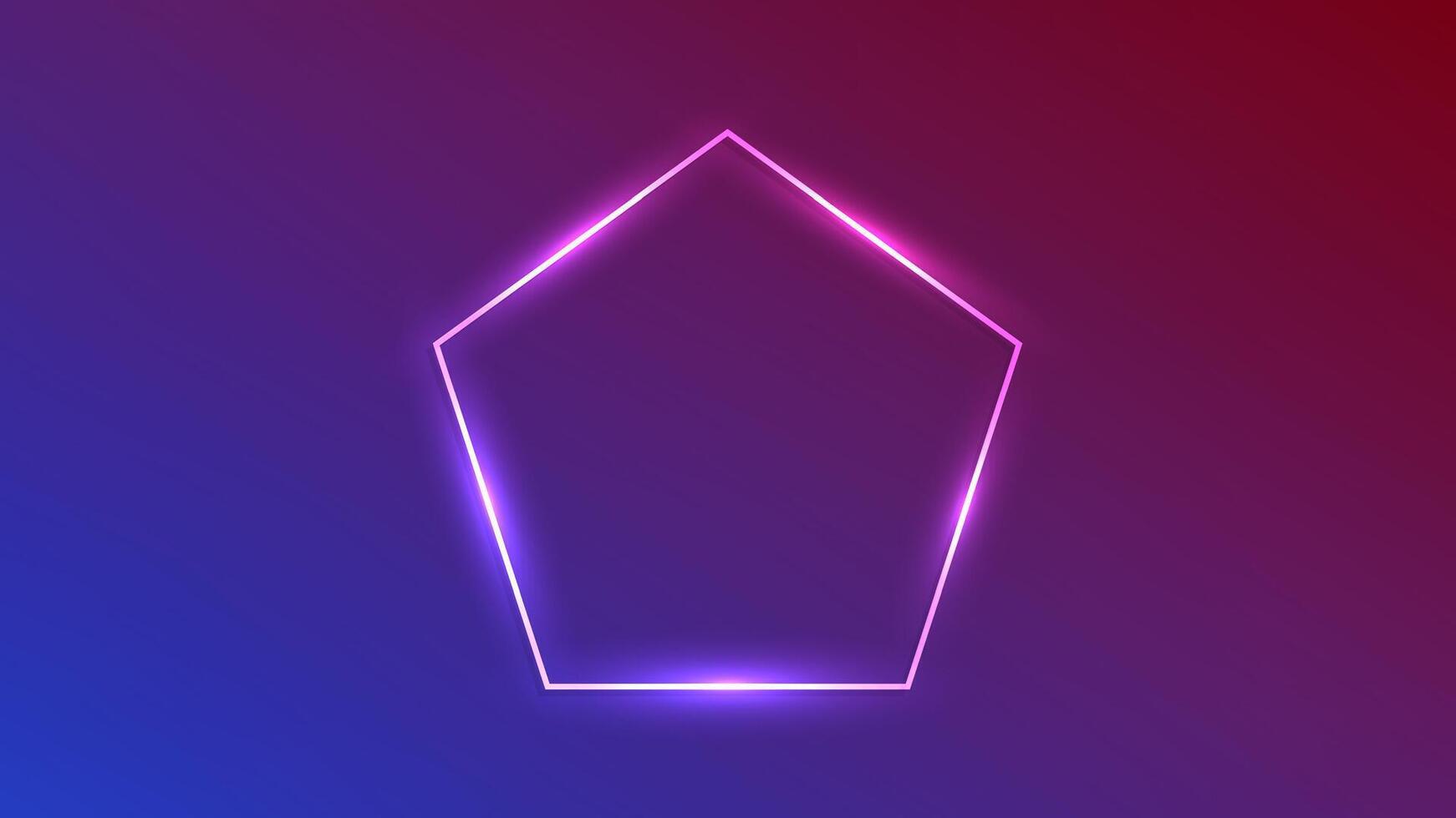 Neon frame in pentagon form with shining effects vector