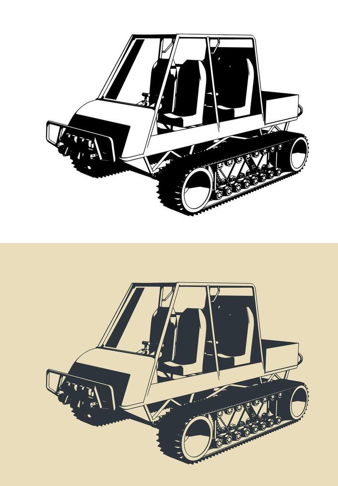 Tracked snowmobile illustrations vector