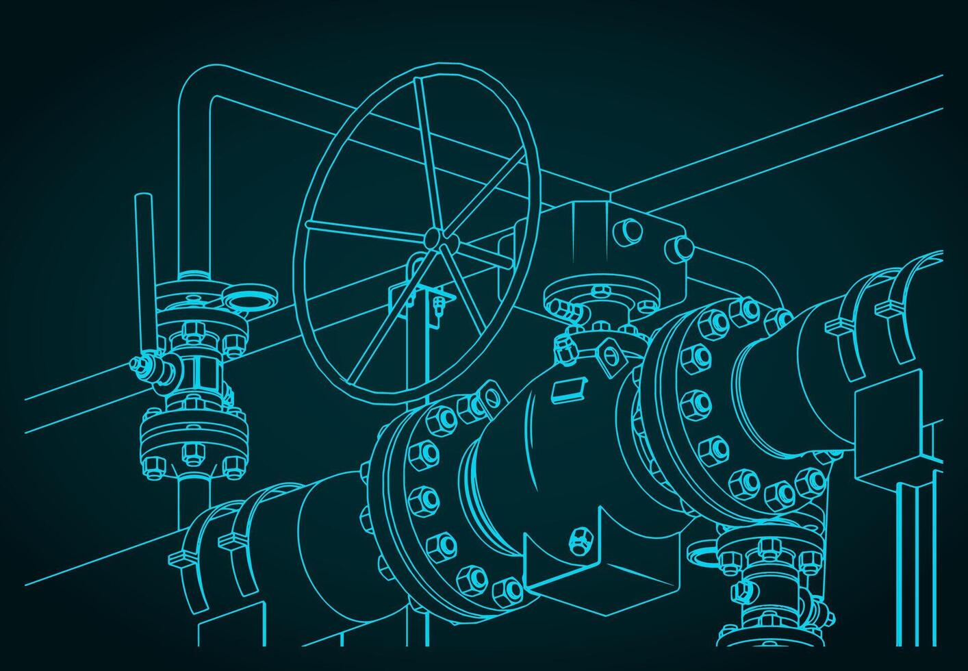 Natural gas metering skid close-up illustration vector