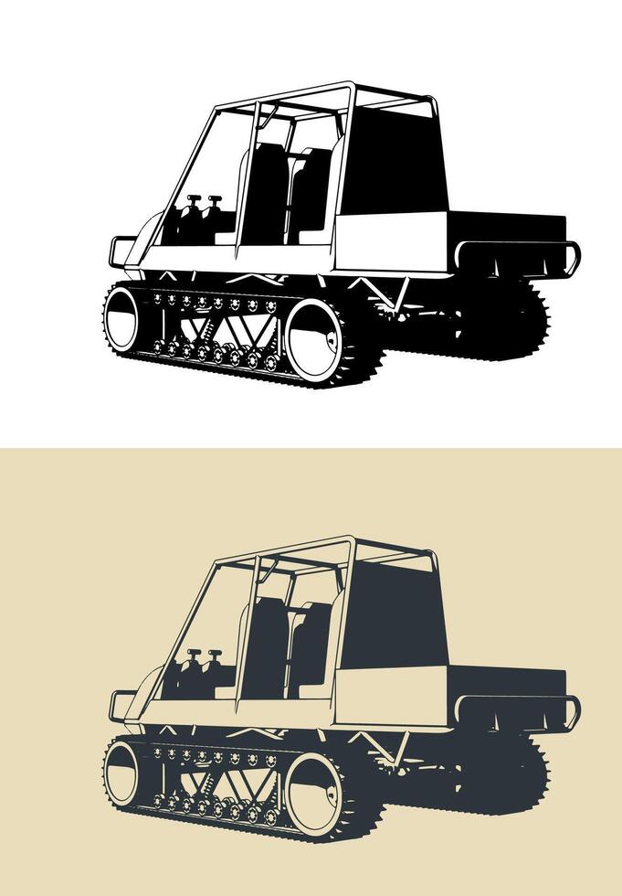 Tracked snowmobile illustrations vector