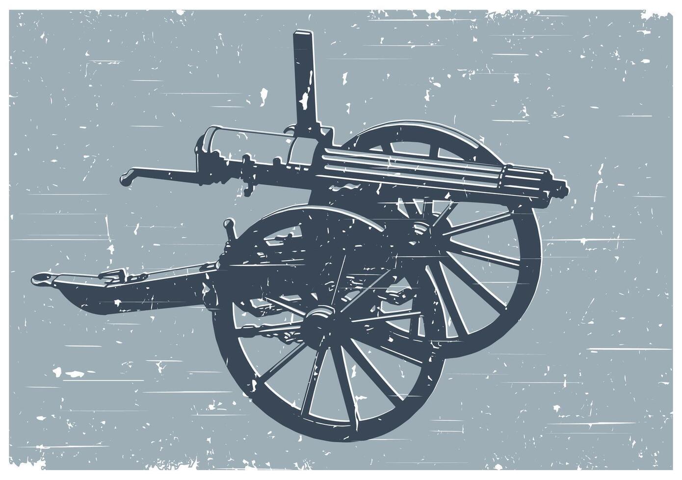 Gatling gun illustration retro poster vector