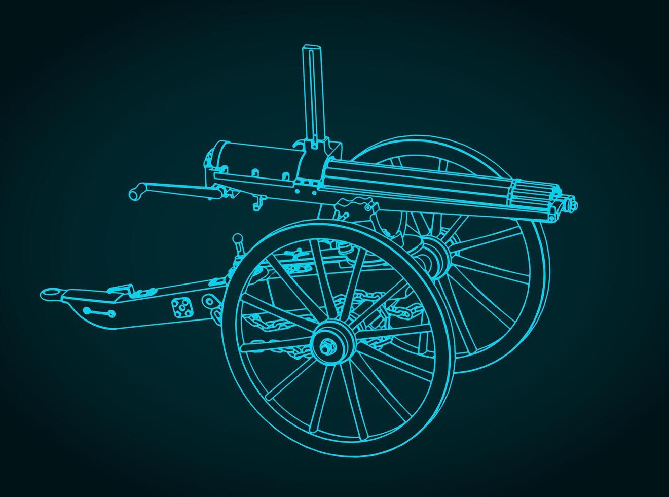 Gatling gun illustration vector