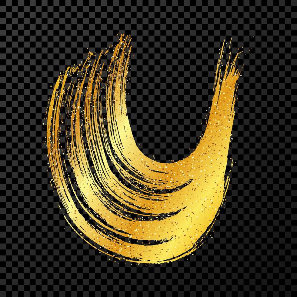 Gold grunge semicircular brush strokes vector
