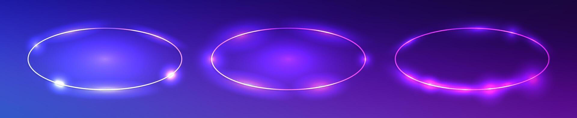 Set of neon frames with shining effects vector