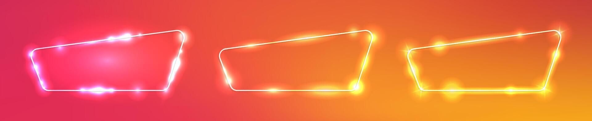 Set of neon frames with shining effects vector