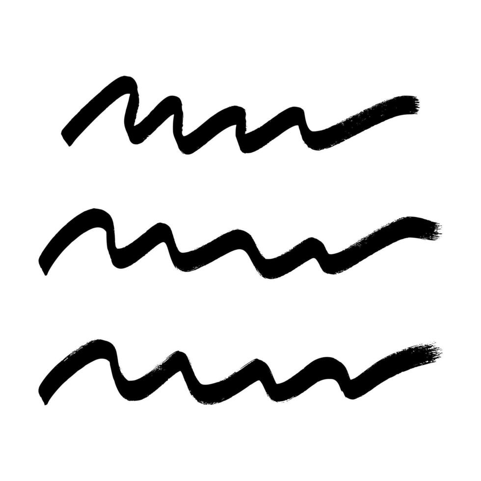 Black wavy grunge brush strokes vector