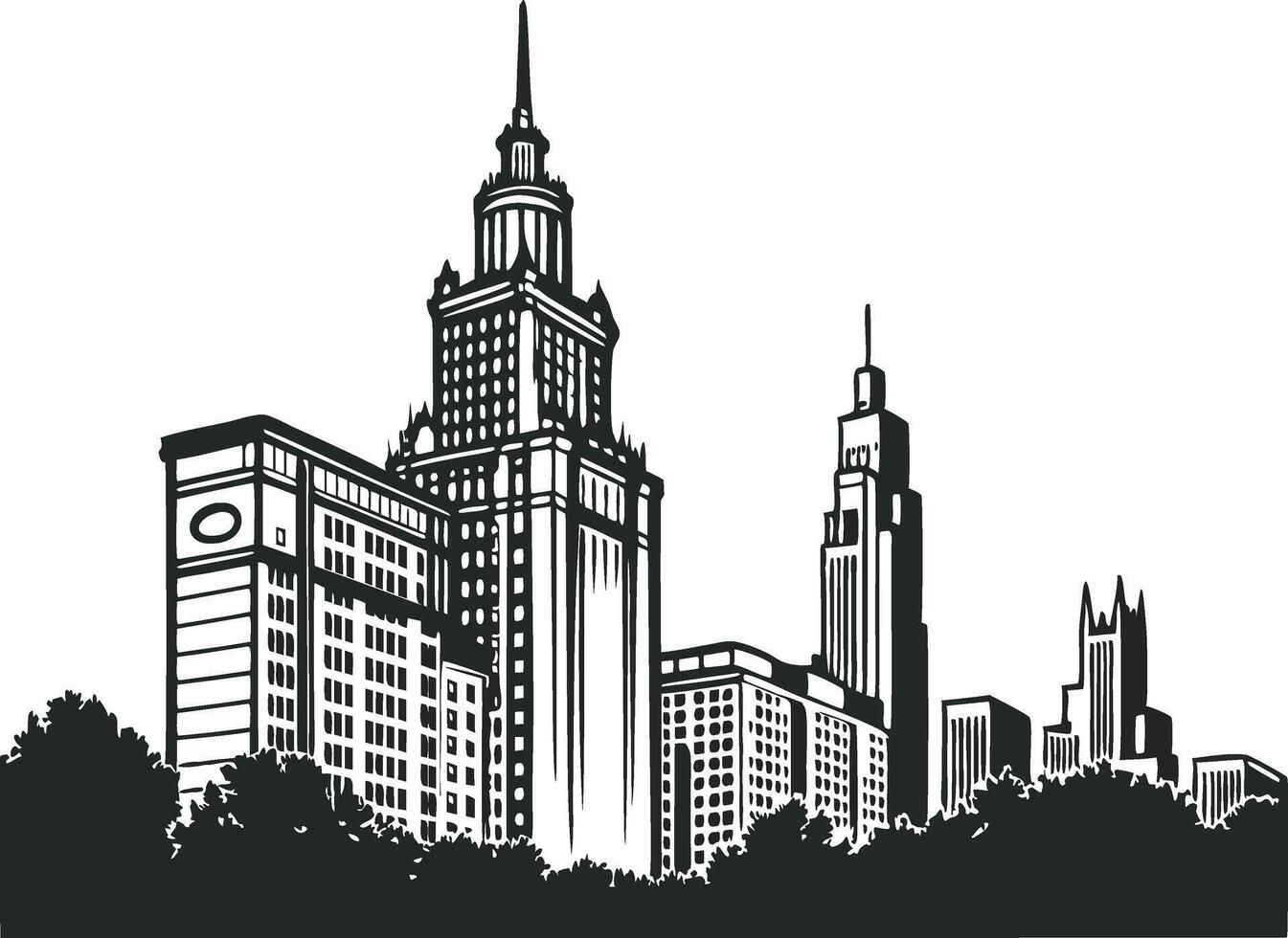 Minimalistic Silhouette of a Cityscape vector