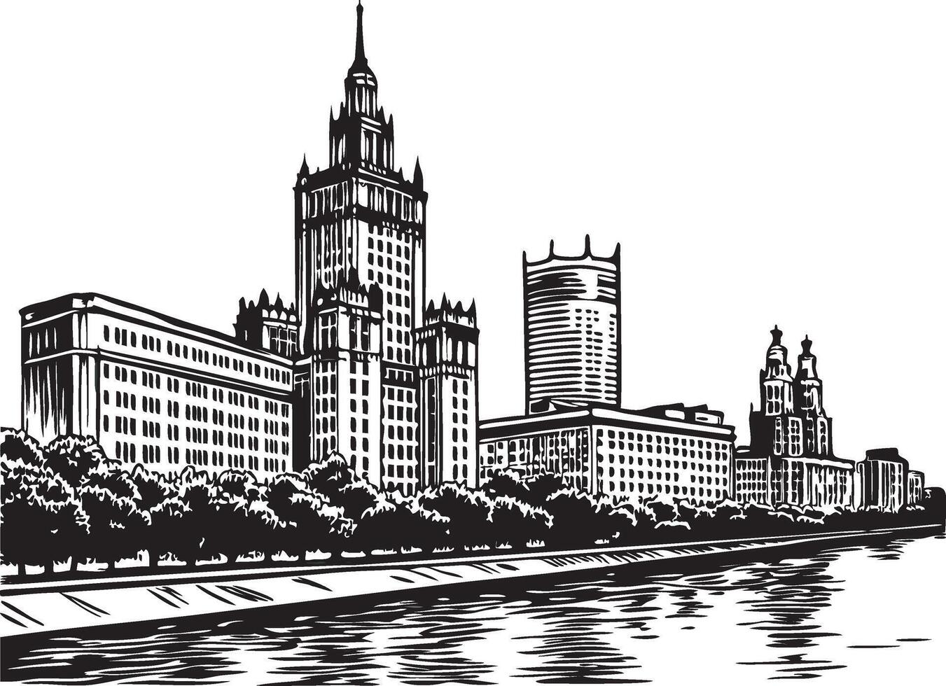 Silhouette of a Downtown City Horizon vector