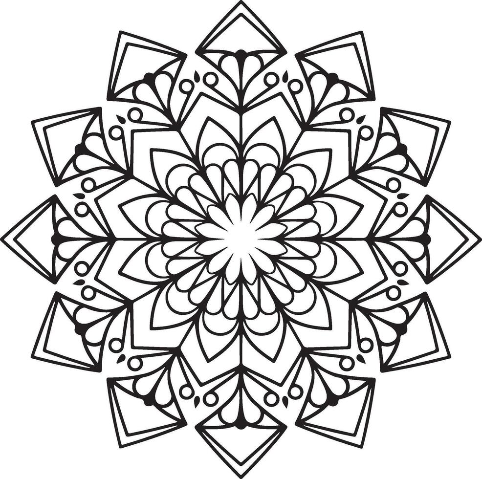 Hand Drawn Mandala Line Art Design vector