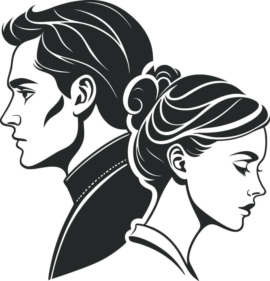Romantic Man and Woman Silhouette vector