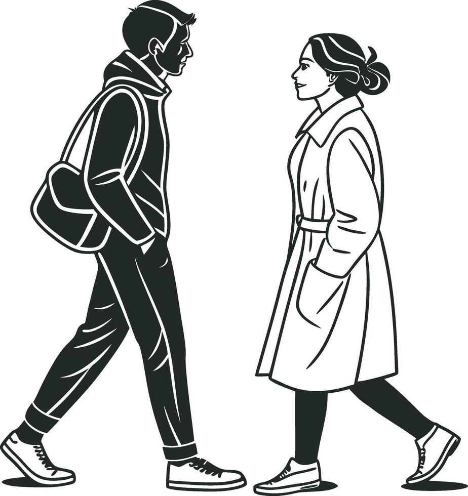 Silhouette a Young Man and Woman vector