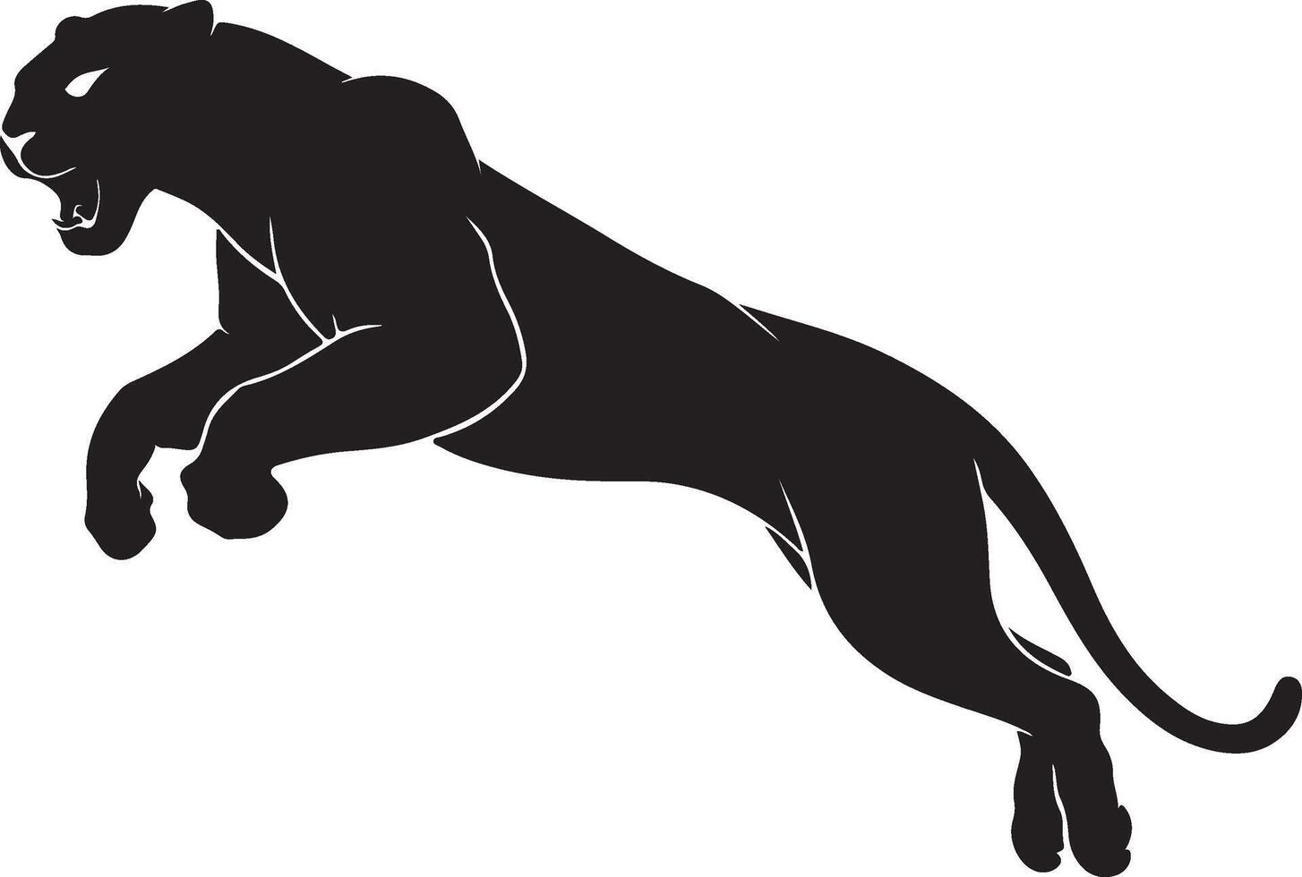 a black panther jumping over a white background vector