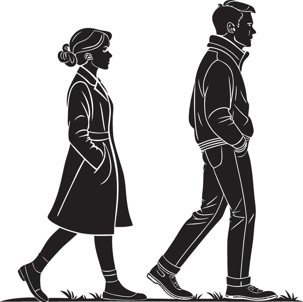 Silhouette of a Man and Woman minimalist design vector