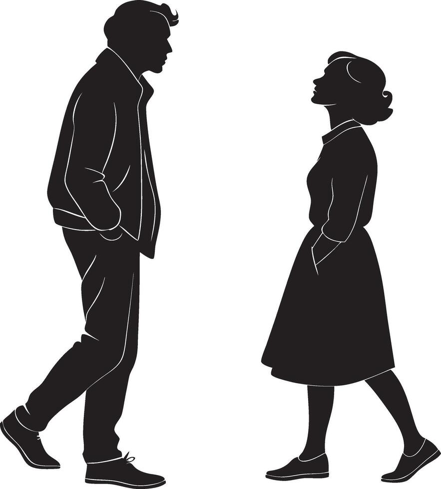 Silhouette of Man and Woman in Shadow vector