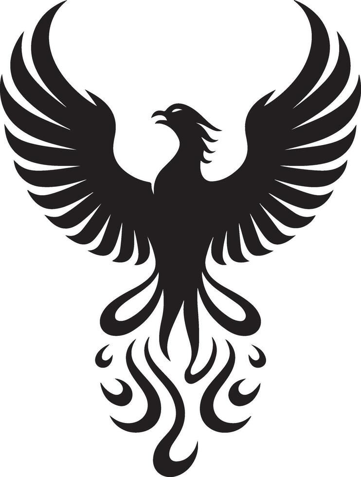 a black phoenix with wings spread out vector