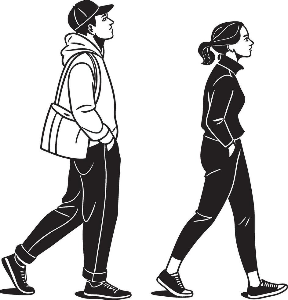 Man and Woman Silhouette on the Horizon vector