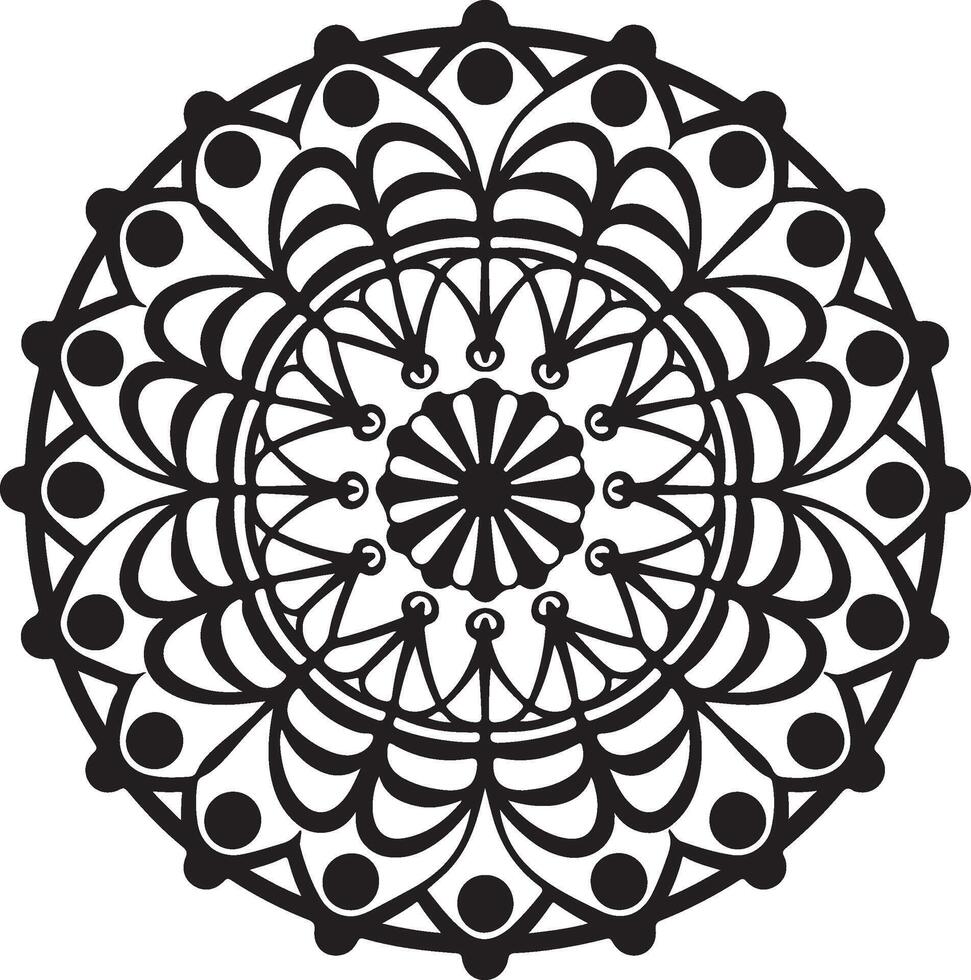 Minimalistic Black and White Mandala vector