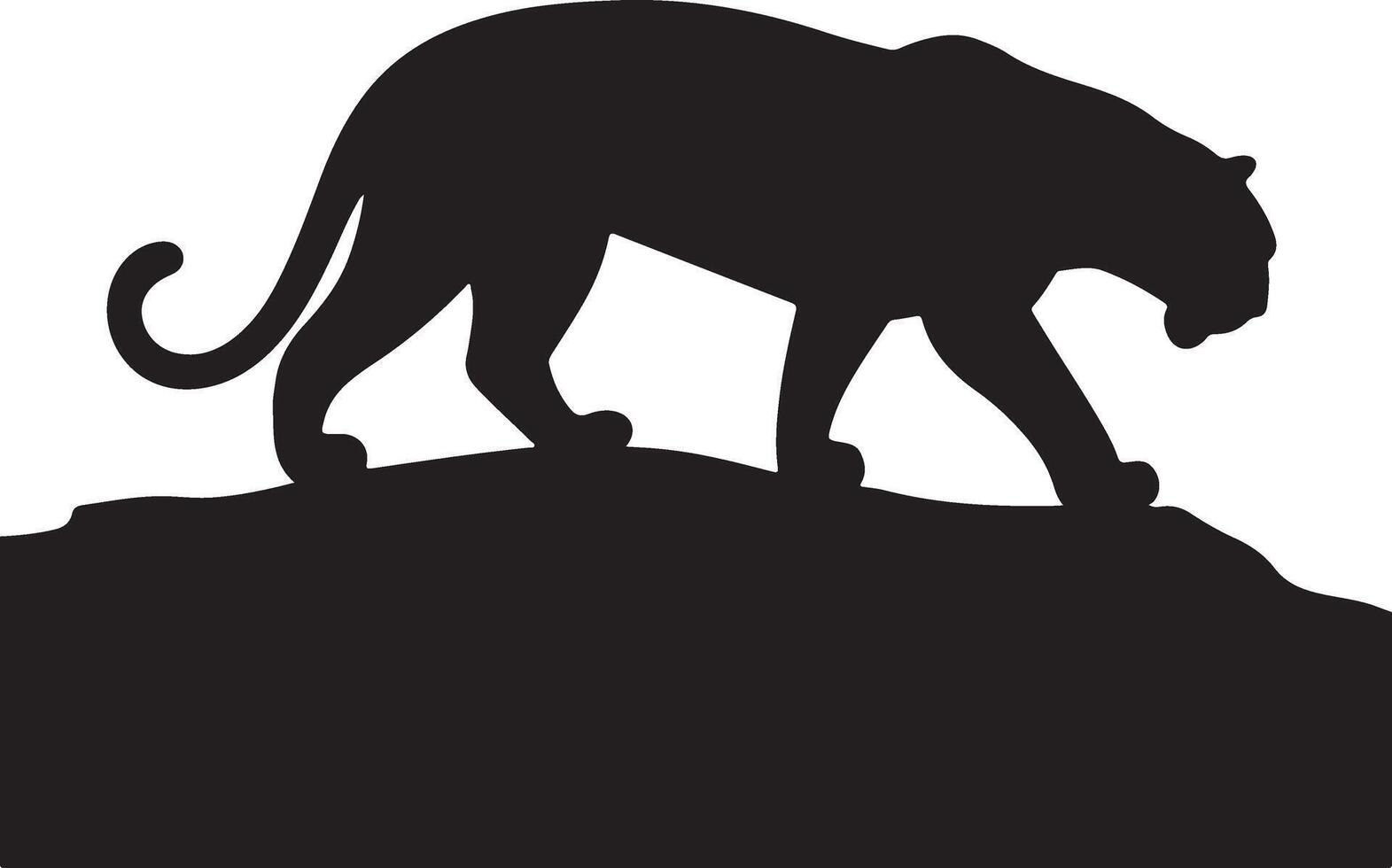a silhouette of a panther on a hill vector