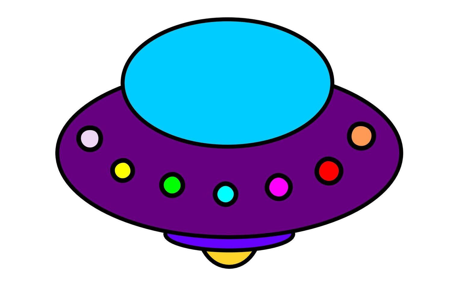 ufo icon with violet color and colorful lamp on it as a spaceship of alien vector