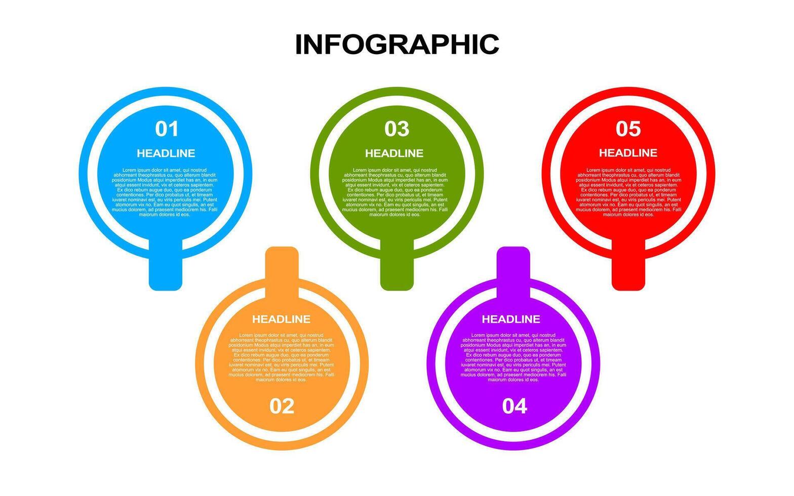 5 steps infographic template with colorful and white background for presentation. vector
