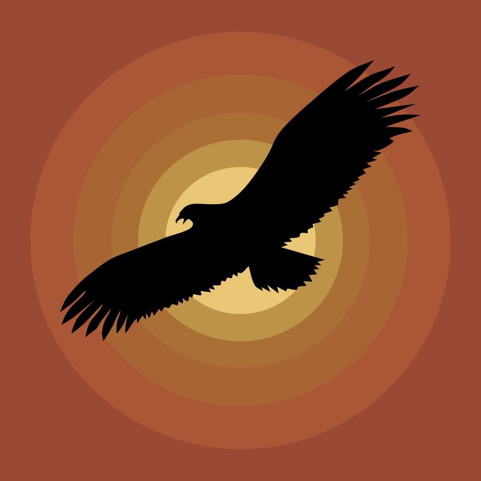 Eagle flying in sunset sky vector