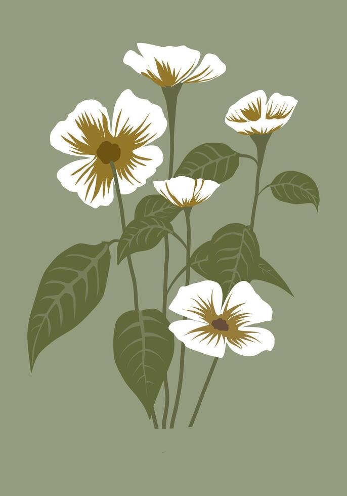 Bunch of white flowers on green background vector