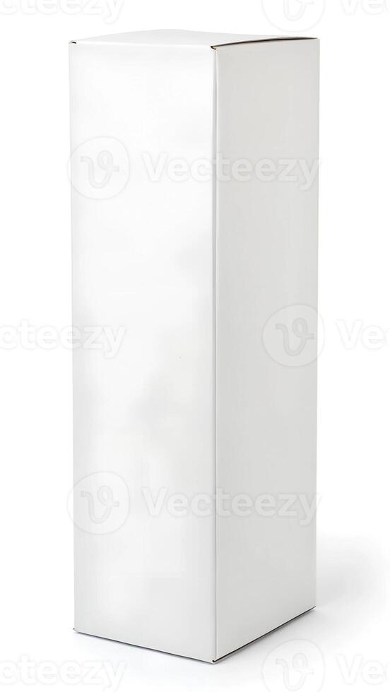 Close up of a white box mock up template on white background photo