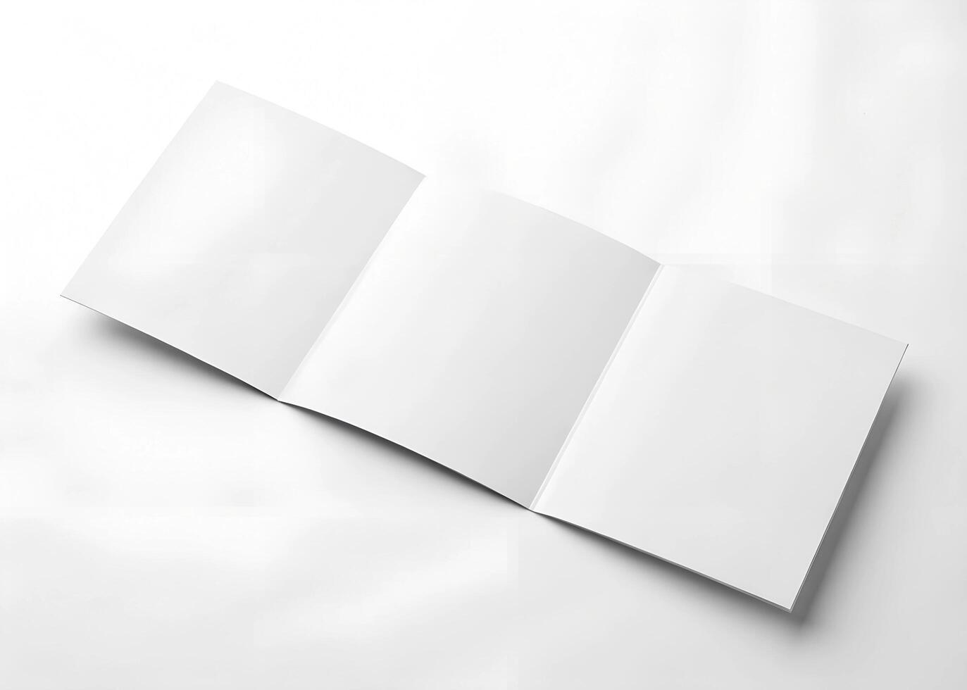 Square Front Back Blank white tri folded booklets mock ups set photo