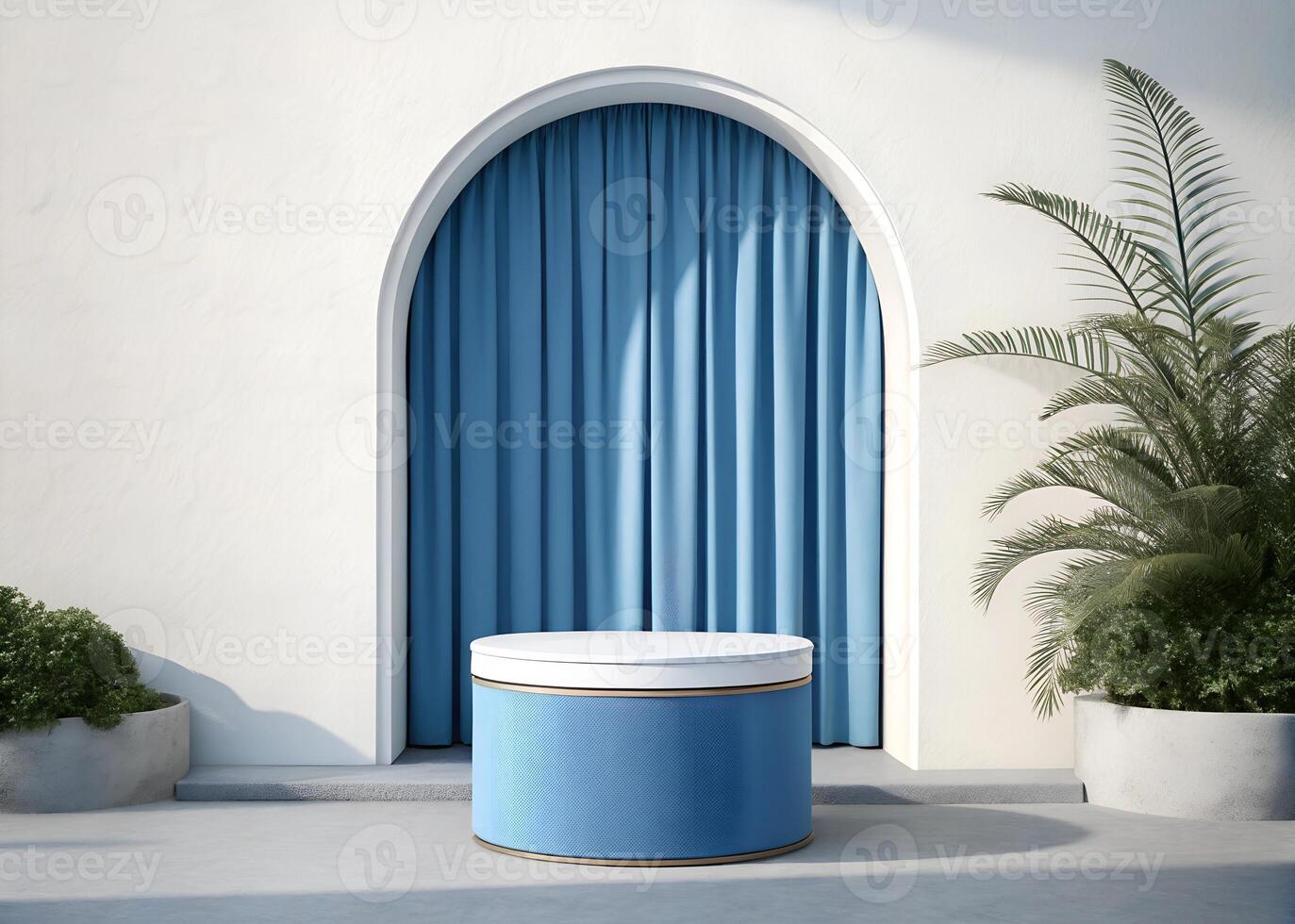 Beauty cosmetic product placement pedestal present stand minimal display photo