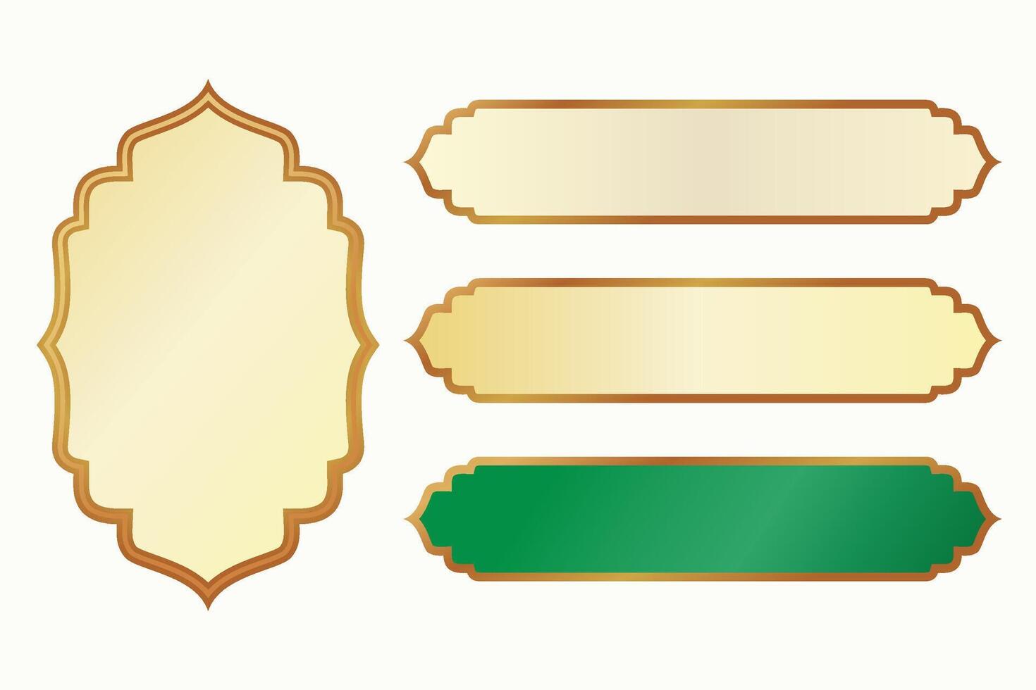 collection of simple golden Islamic frames background vector