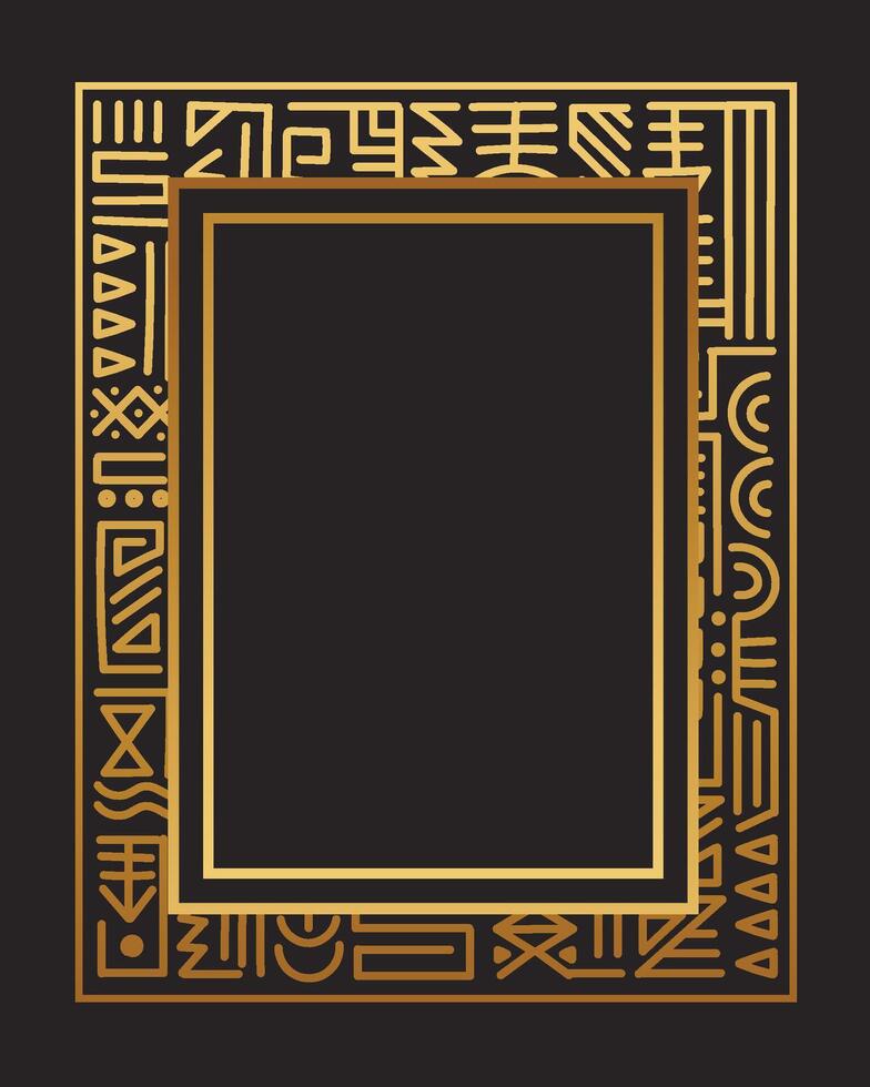 frame decoration of geometric ethnic tribal golden color vector
