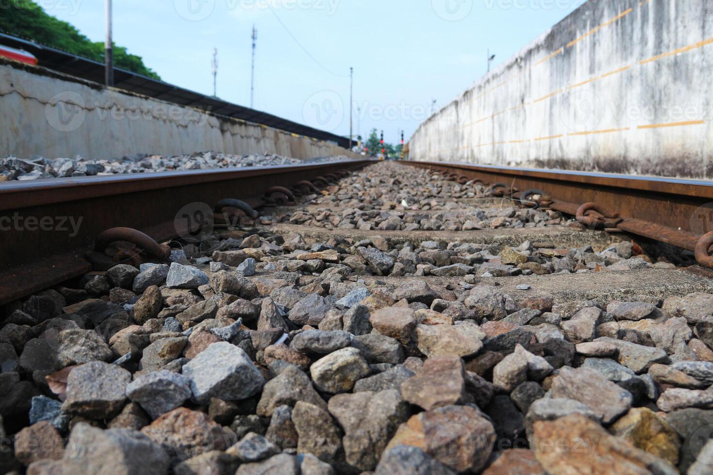 Railway tracks. Image with selective focus photo