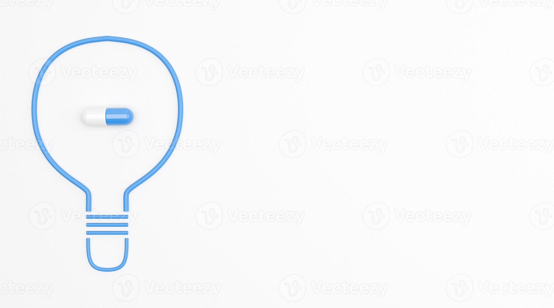 Healthy light bulb with the capsule drug isolated on a white background 3D render medical idea photo