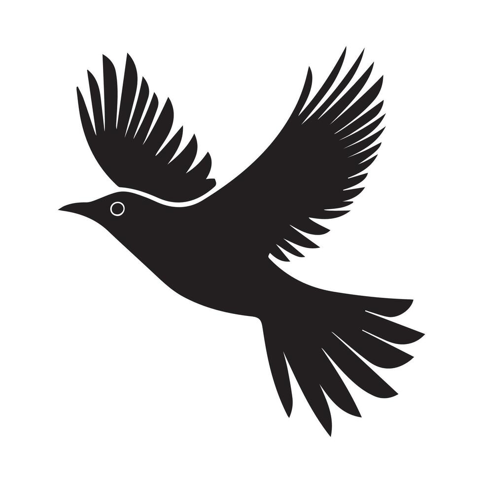 Silhouette of a flying dove on a white background vector