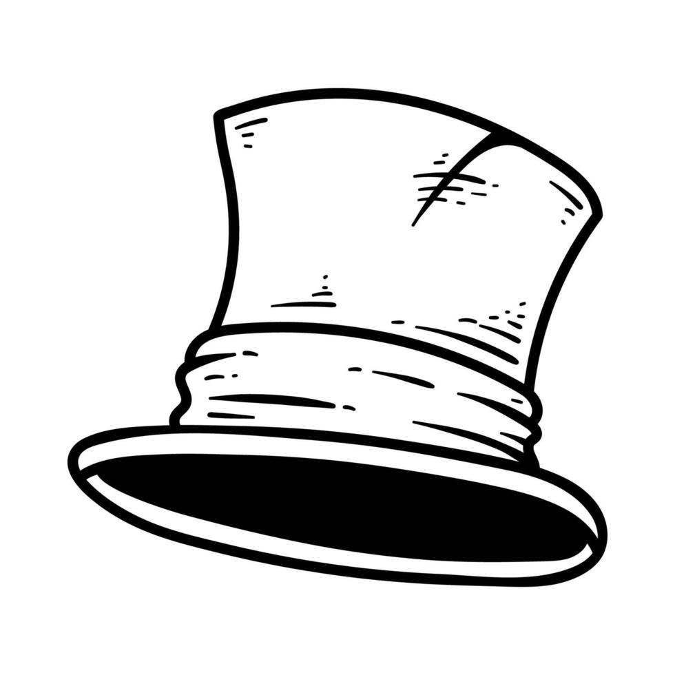 old magician hat isolated drawing line art style sketch classic vintage design illustration vector