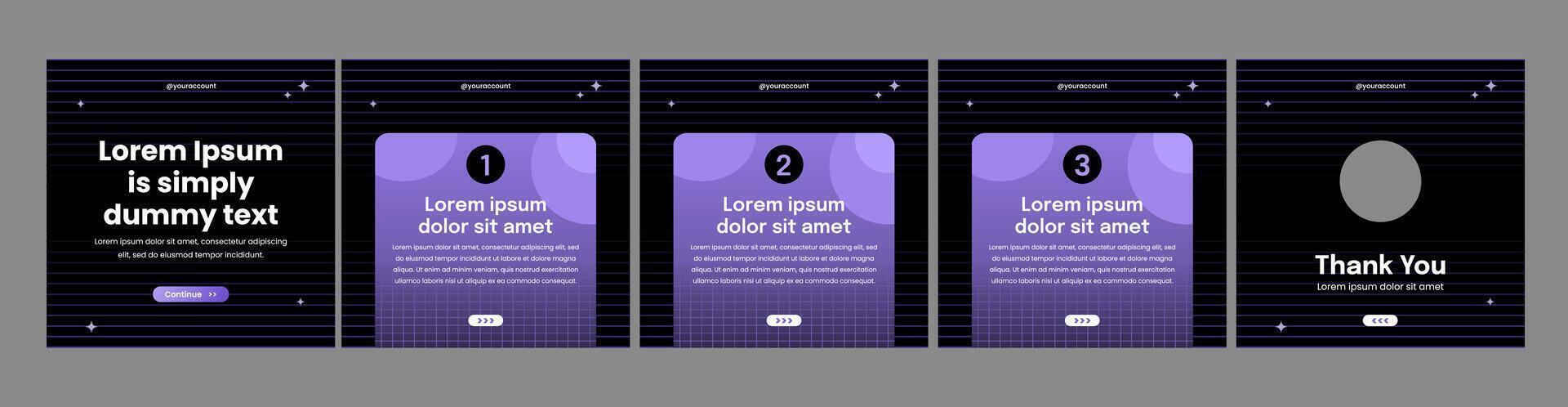 carousel template for social media posts in dark theme vector