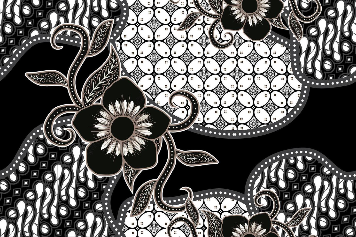 Seamless pattern batik with floral vector