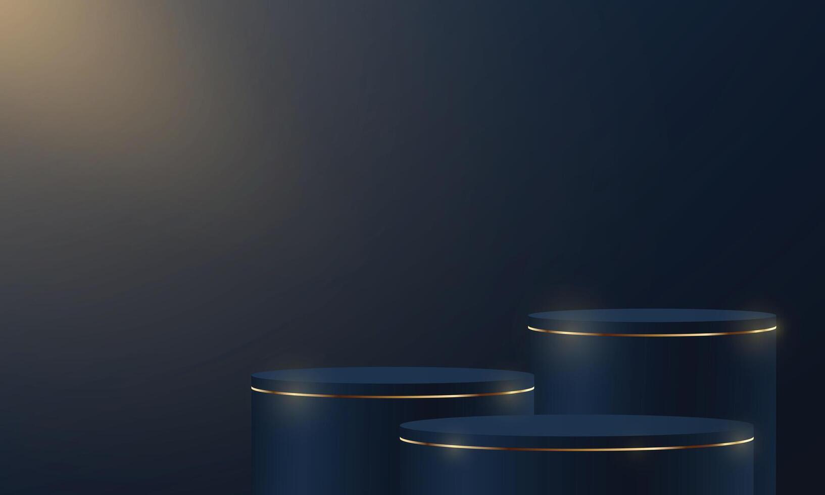 Luxury Blue and Gold Podium. Space for selling products on the website. Product display background. illustration. vector